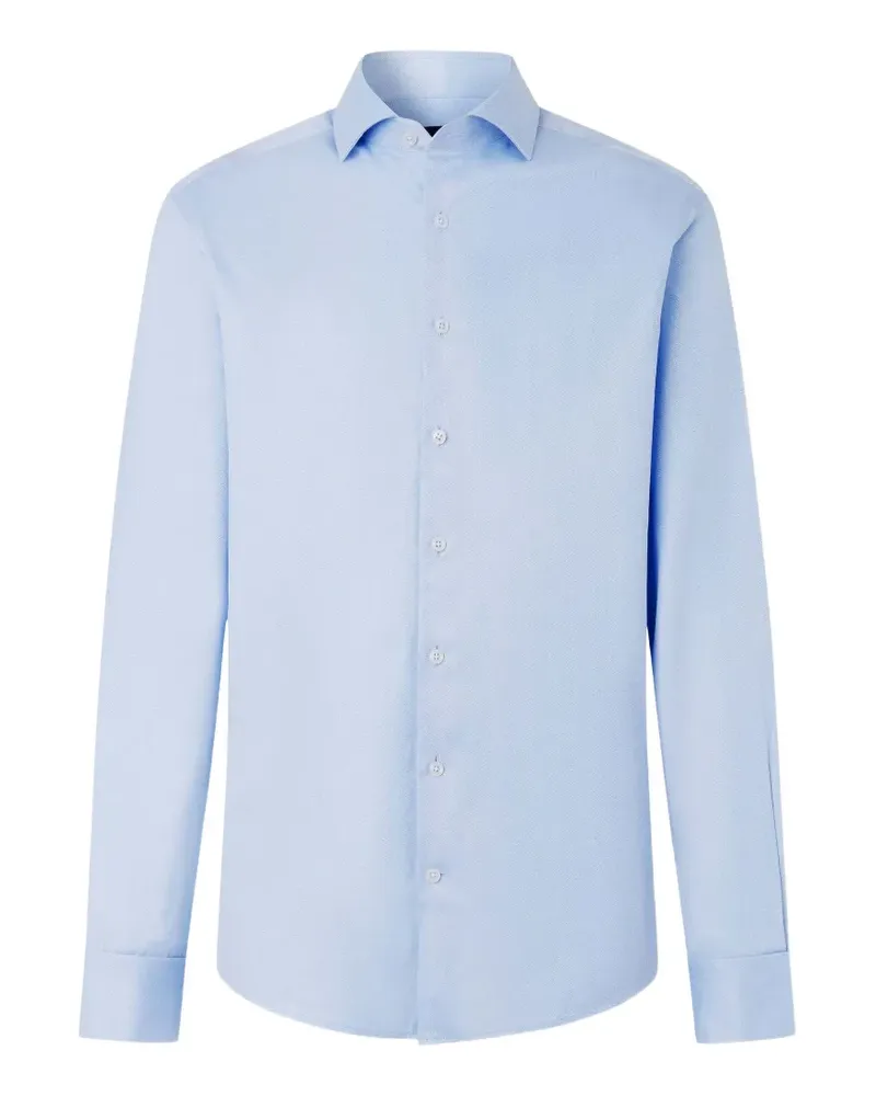 Hackett Knightsbridge-Hemd mit Fischgrätenmuster - Blau Blau