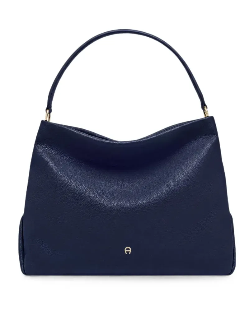 Aigner medium Paola pebbled shoulder bag - Blau Blau
