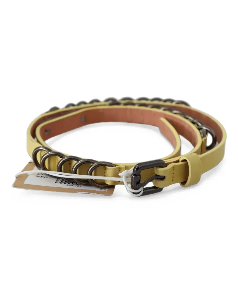 John Galliano ring-embellished leather belt - Gelb Gelb