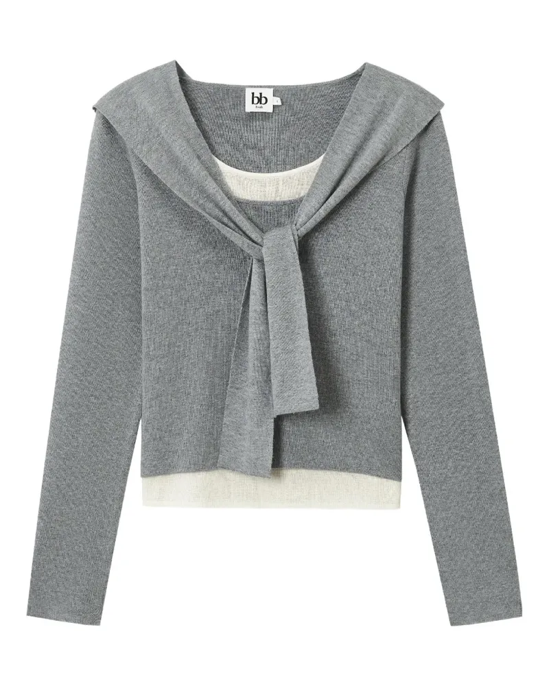 b+ab Pullover mit Schleifenkragen - Grau Grau