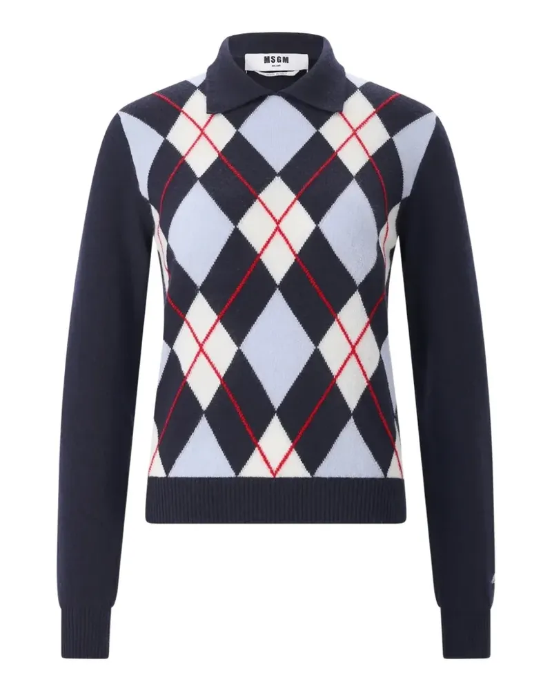 MSGM Pullover mit Argyle-Muster - Blau Blau