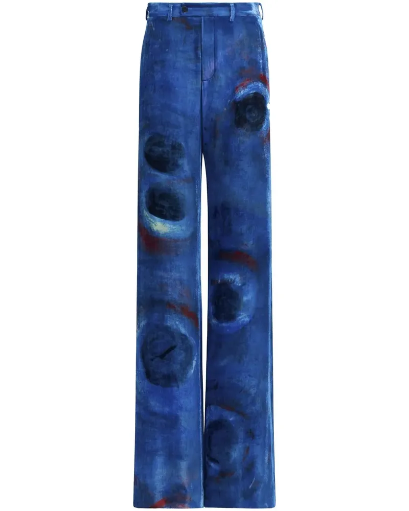 Marni Gerade Hose mit Malerei-Print - Blau Blau