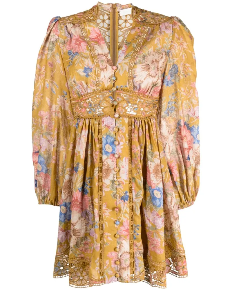 Zimmermann August Plunge Minikleid - Gelb Gelb