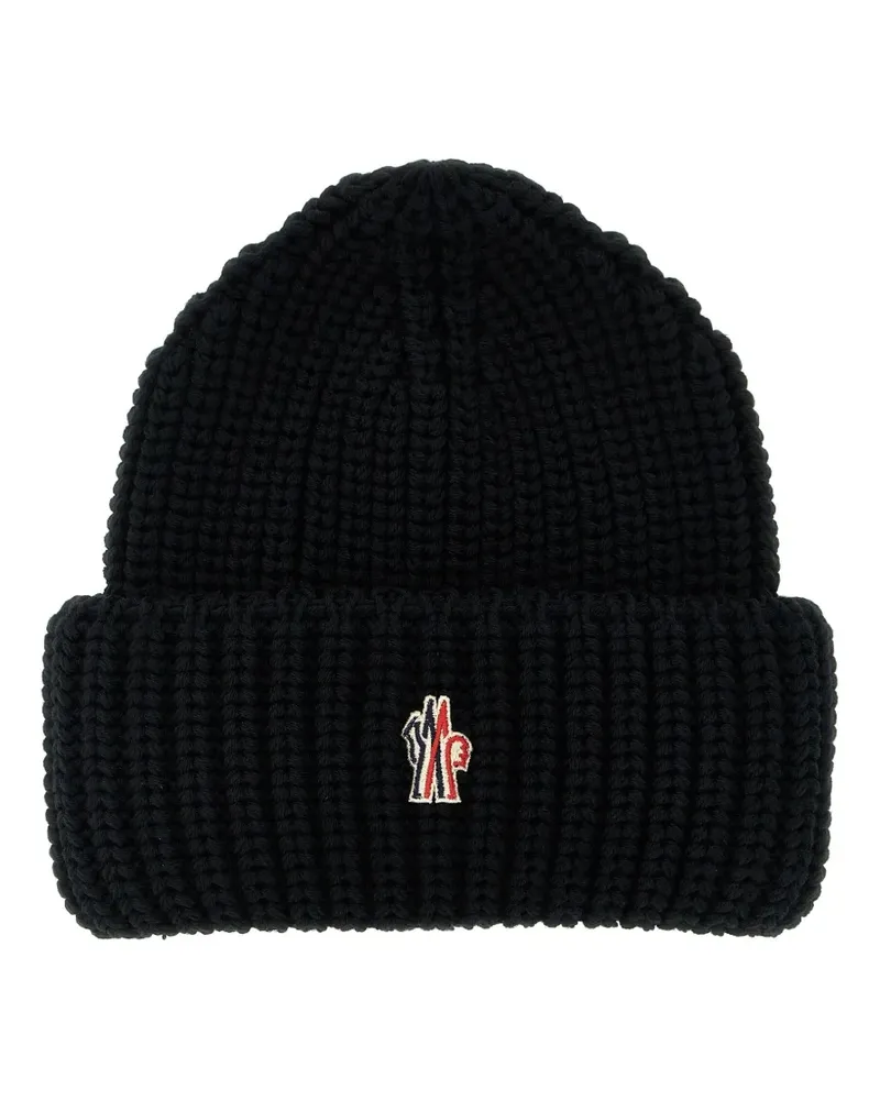 Moncler logo-patch ribbed beanie - Schwarz Schwarz