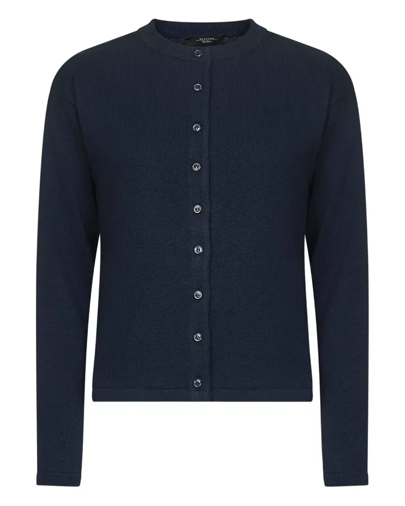 Max Mara Gerippter Cardigan mit Knöpfen - Blau Blau