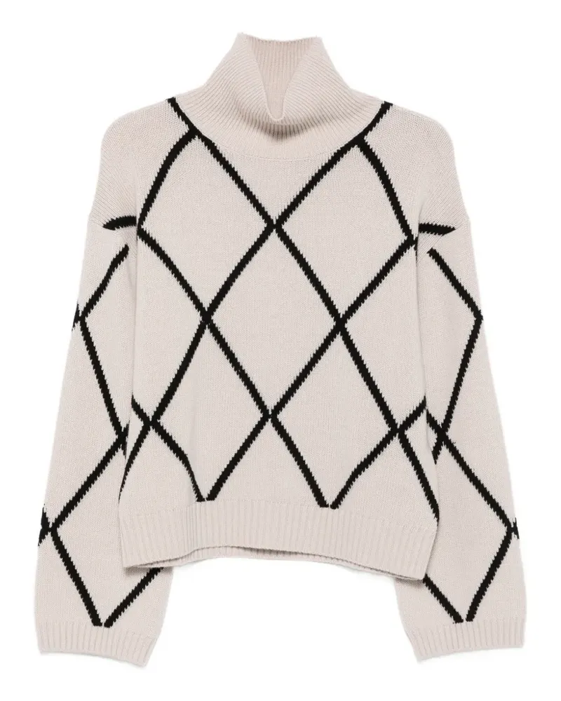 ALLUDE argyle-pattern roll-neck sweater - Nude Nude