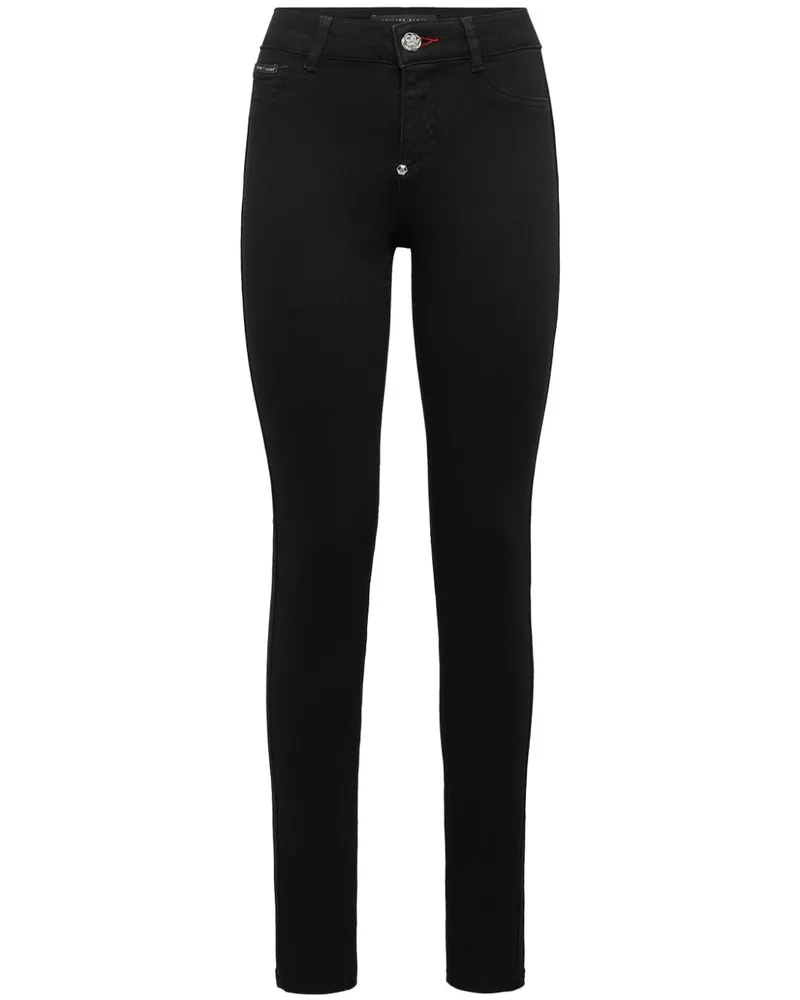 Philipp Plein Skinny-Jeans mit Logo-Schild - Schwarz Schwarz