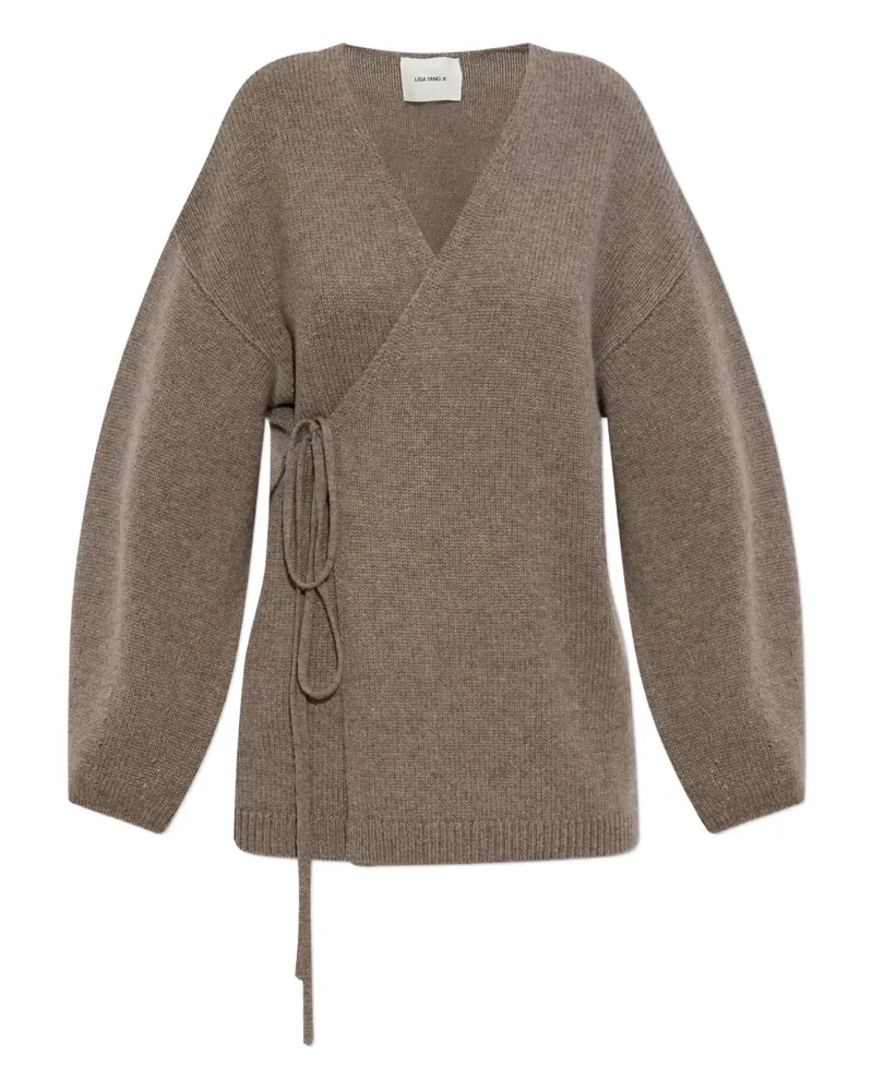 Lisa Yang Gewickelter Cardigan mit Schnürung - Braun Braun
