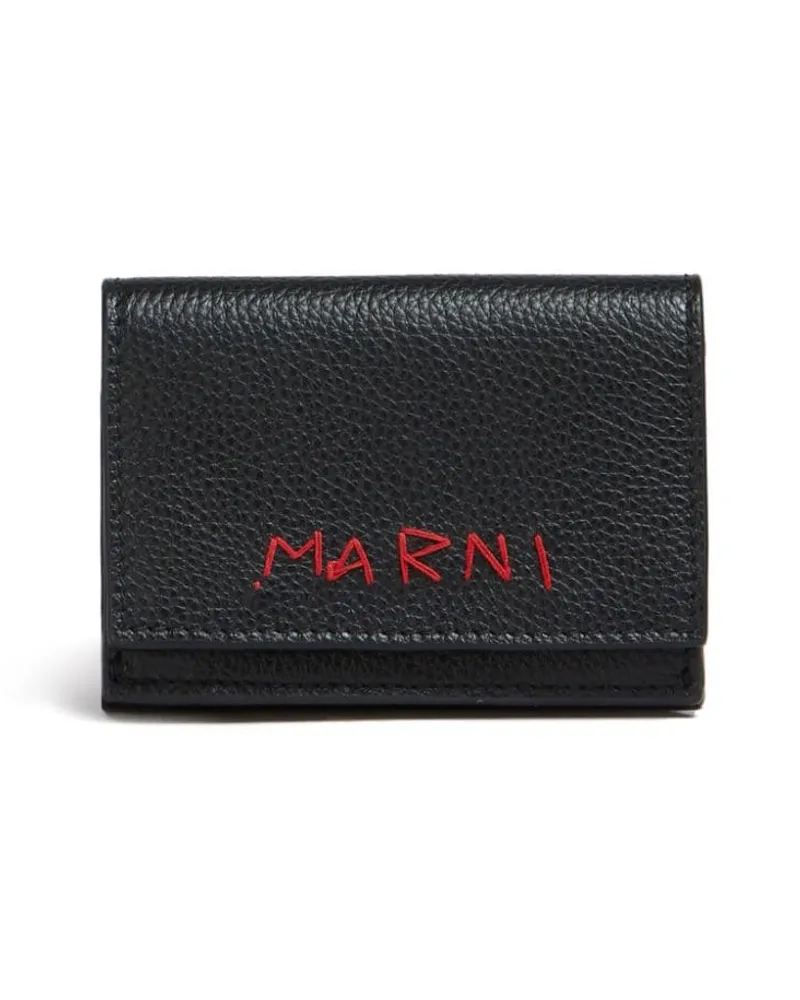 Marni Portemonnaie mit Logo-Applikation Schwarz