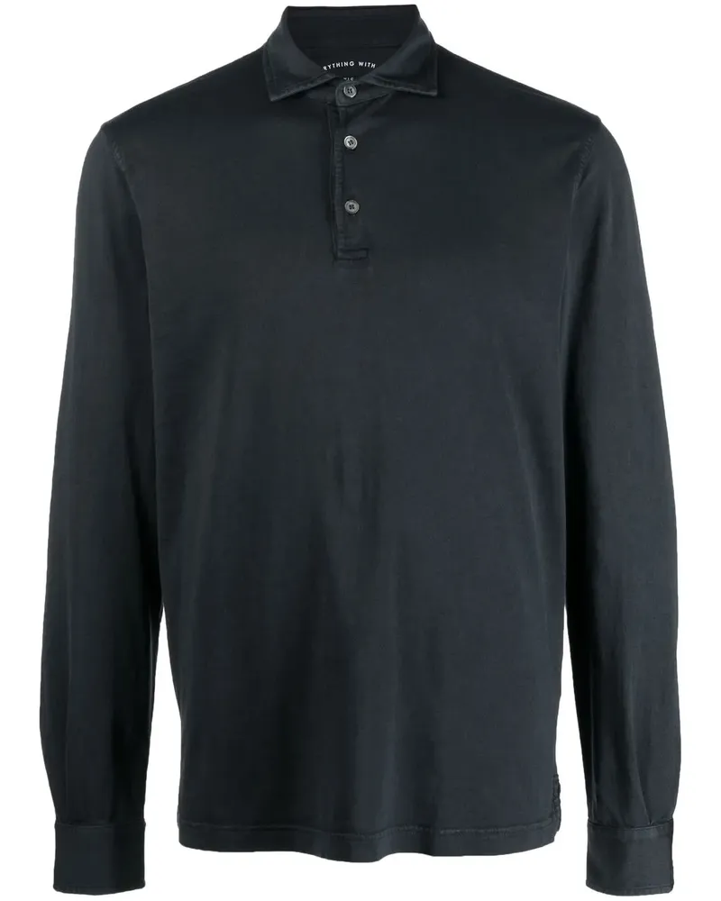 Fedeli Langärmeliges Poloshirt - Blau Blau
