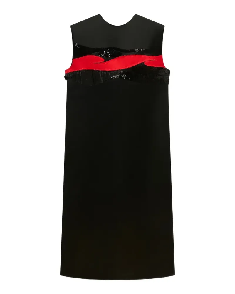 Marni Schwarzes Satinkleid mit karminroten Flow-Patches Schwarz