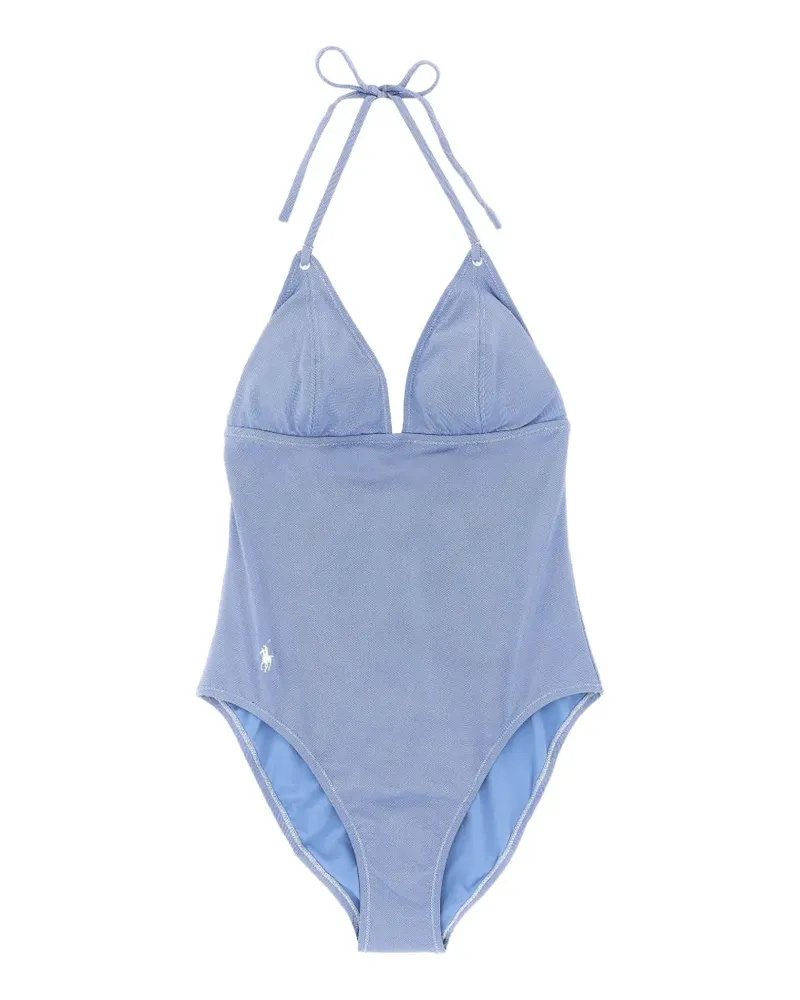 Ralph Lauren halterneck embroidery swimsuit - Blau Blau