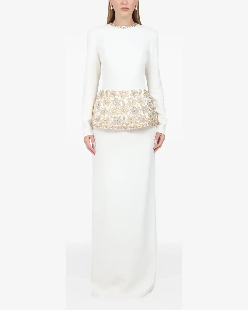 Dina Melwani crystal-embellished maxi dress - Weiß Weiß