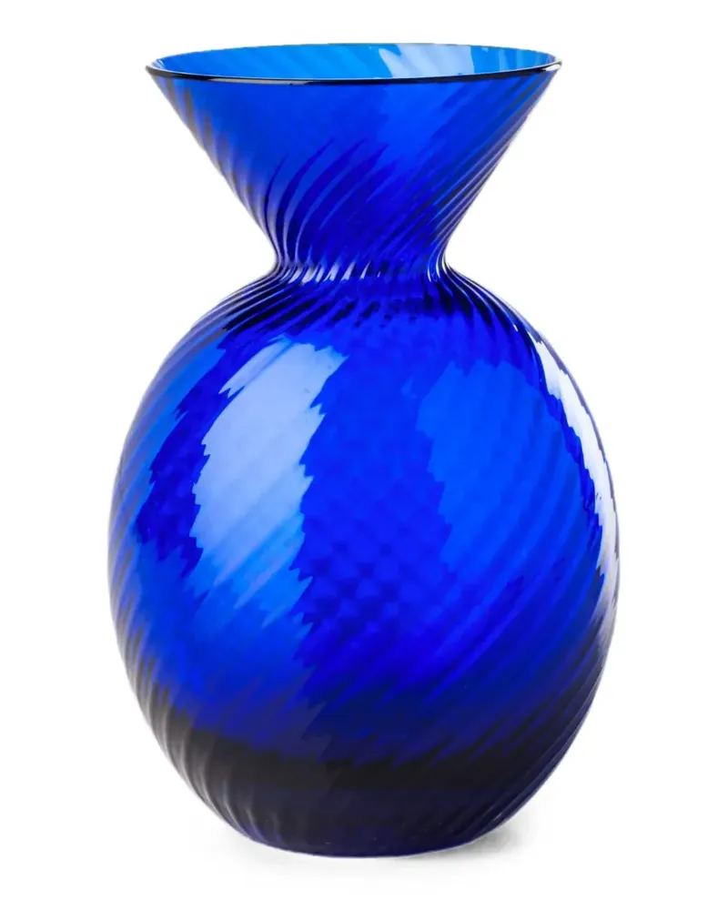 Venini 2017 gerippte Gemme Glasvase - Blau Blau