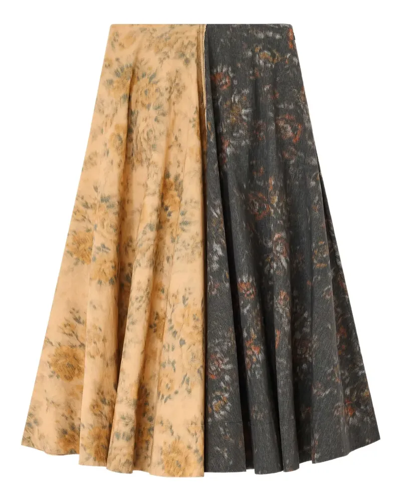 Ganni Maxirock mit Blumen-Print - Gelb Gelb