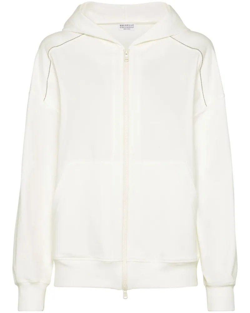 Brunello Cucinelli Hoodie mit Monili-Verzierung - Weiß Weiß