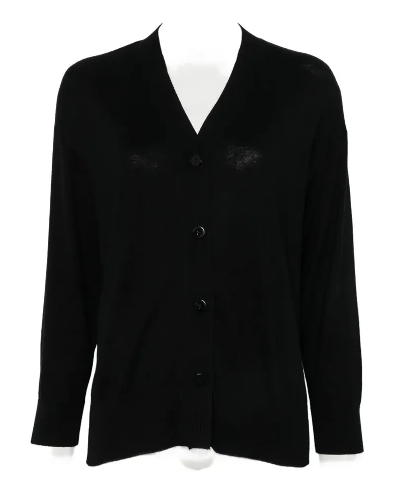 Purotatto Cardigan mit V-Ausschnitt - Schwarz Schwarz
