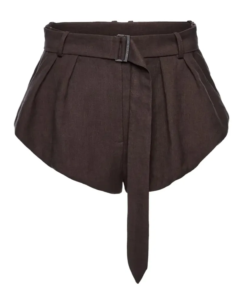 Magda Butrym belted pleated mini shorts - Braun Braun