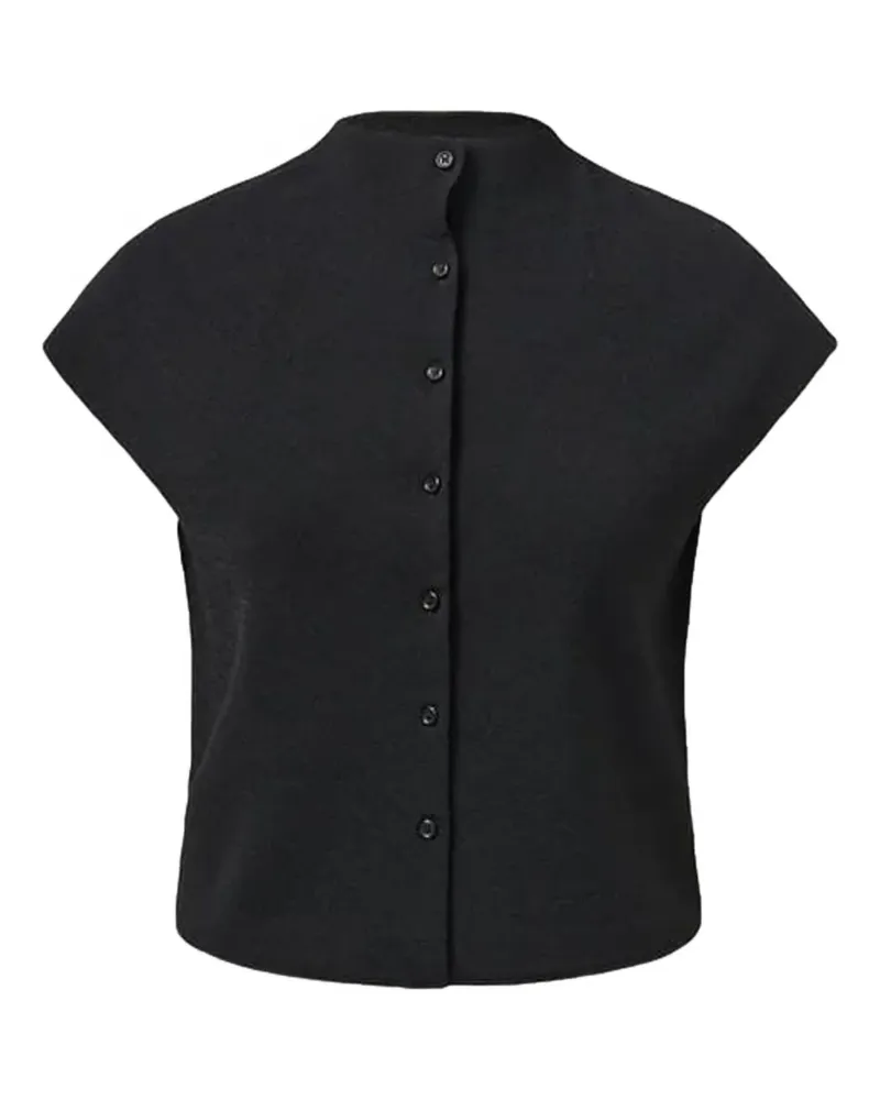 AMOMENTO Geknöpfter Cardigan mit angeschnittenen Ärmeln - Schwarz Schwarz