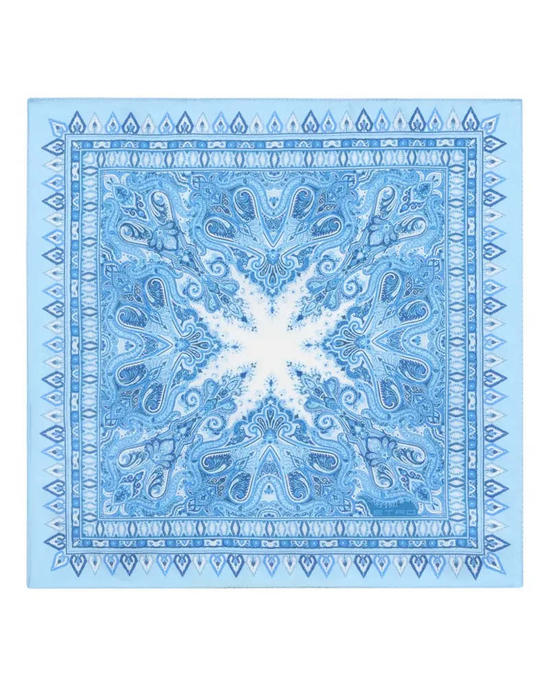 Etro floral paisley-motif silk pocket square - Blau Blau