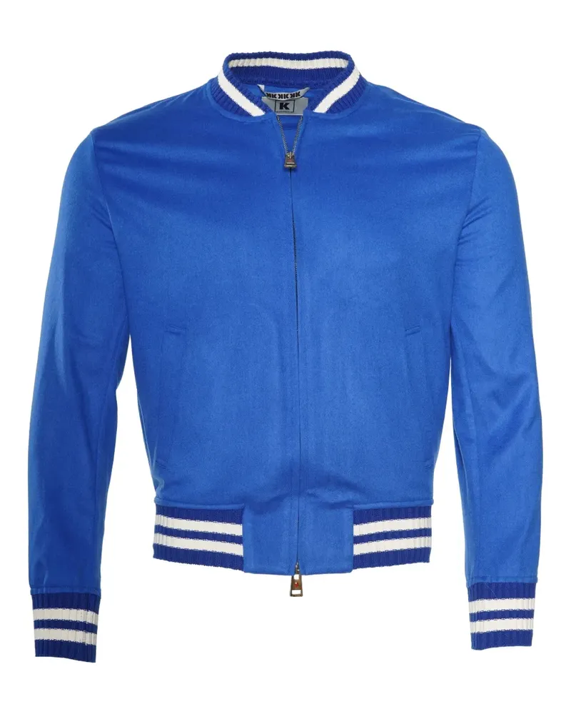 Kiton Kired Didier Kaschmirjacke mit geripptem Saum - Blau Blau