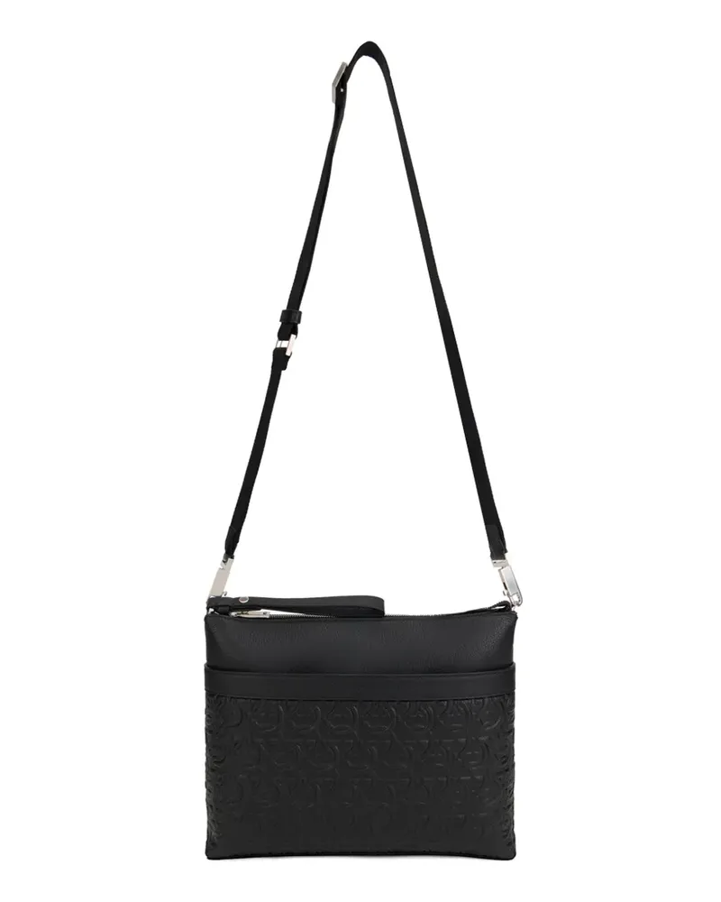 Ferragamo Gancini embossed-pattern messenger bag - Schwarz Schwarz