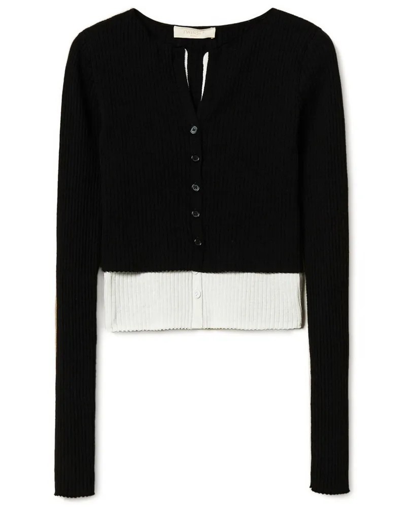 Twin-Set Gerippter Cardigan - Schwarz Schwarz