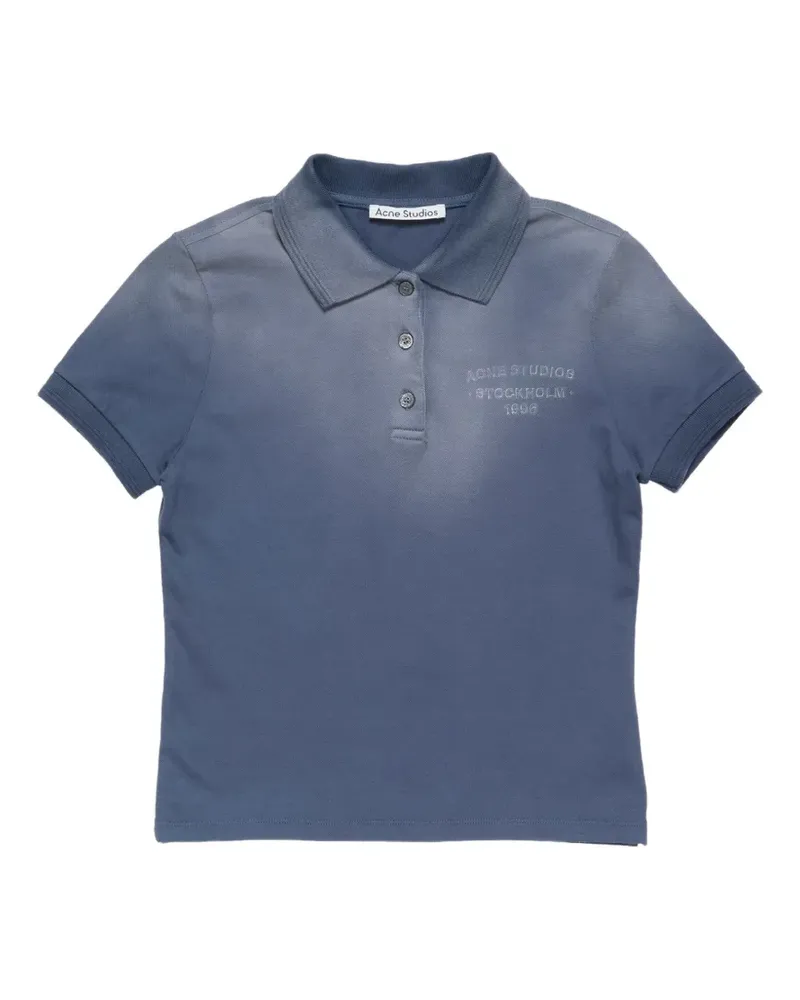 Acne Studios faded-effect logo-print polo shirt - Blau Blau