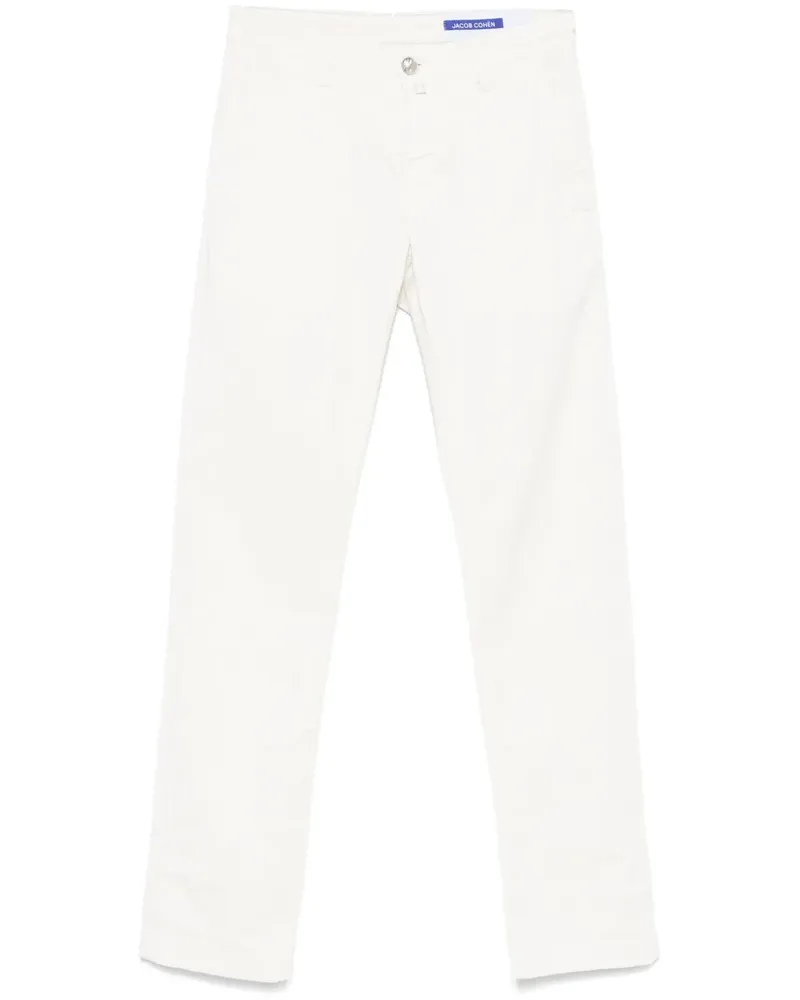 Jacob Cohën Jeans mit Logo-Schild Weiß