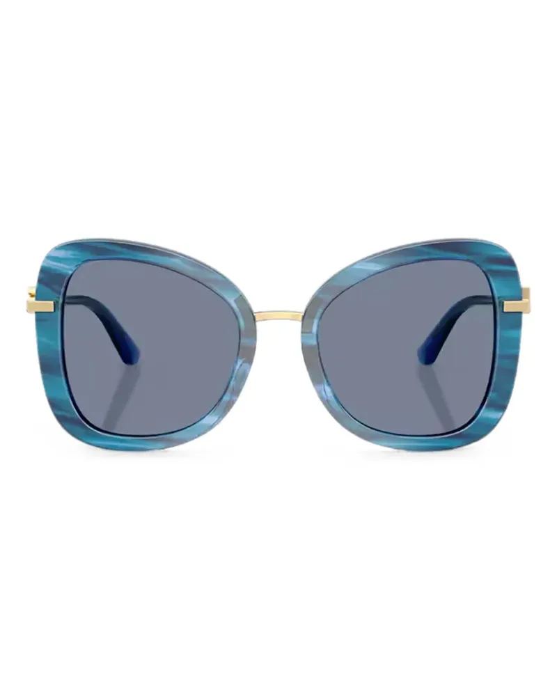 Dolce & Gabbana Gestreifte Sonnenbrille mit geometrischem Gestell - Blau Blau
