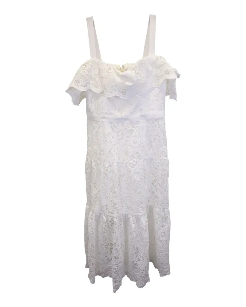 Marchesa Schulterfreies Stufenkleid - Weiß Weiß