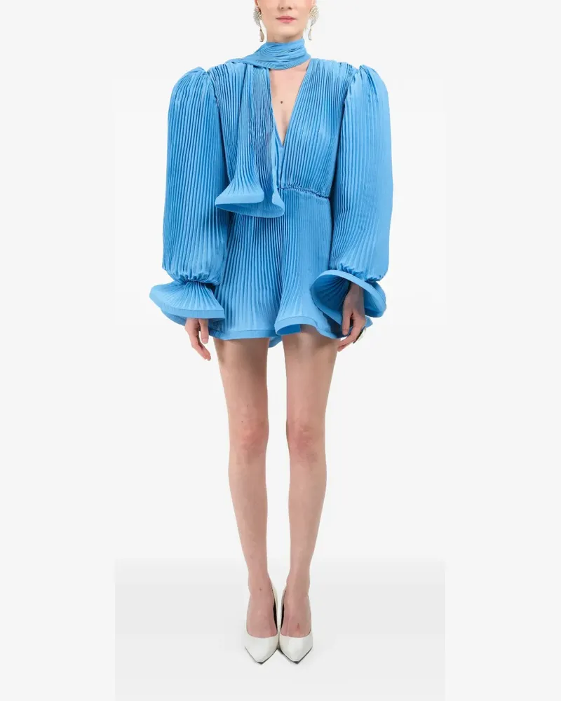 Rowen Rose pleated puffy mini dress - Blau Blau