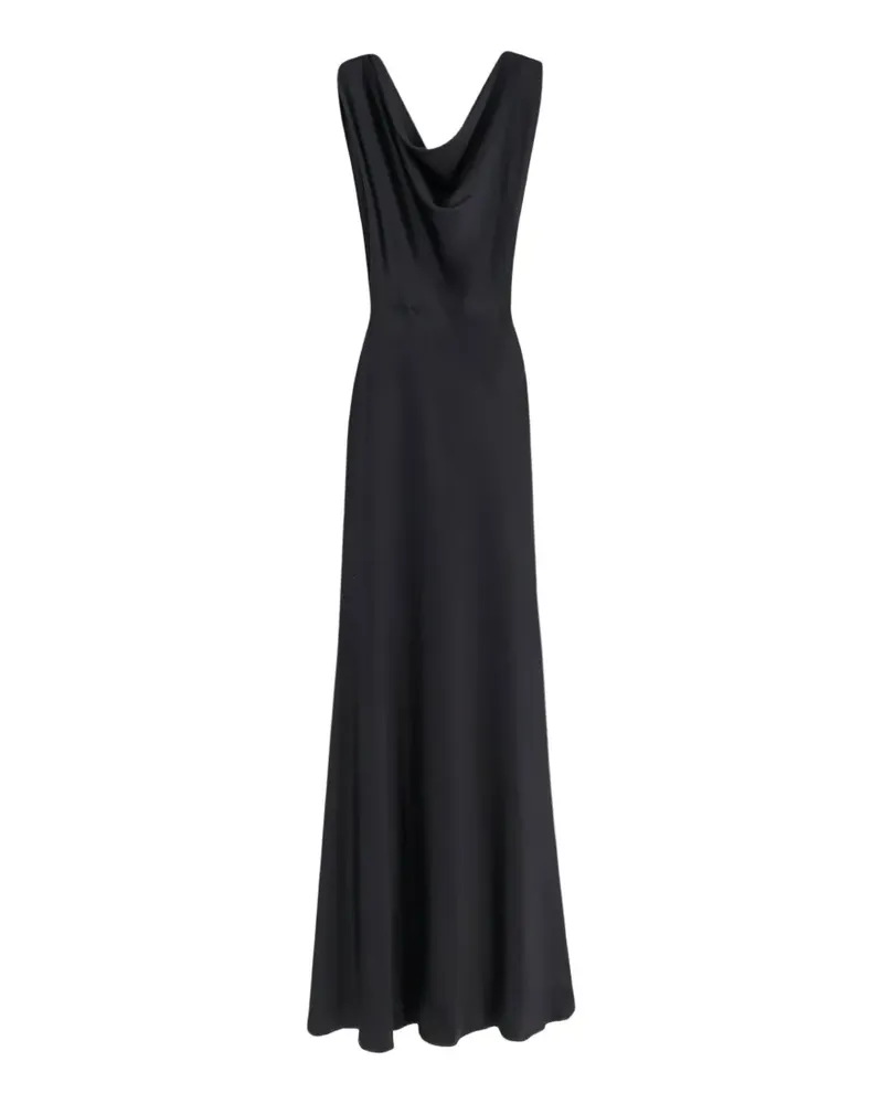 ACTUALEE satin-finish back-plunging maxi dress - Schwarz Schwarz