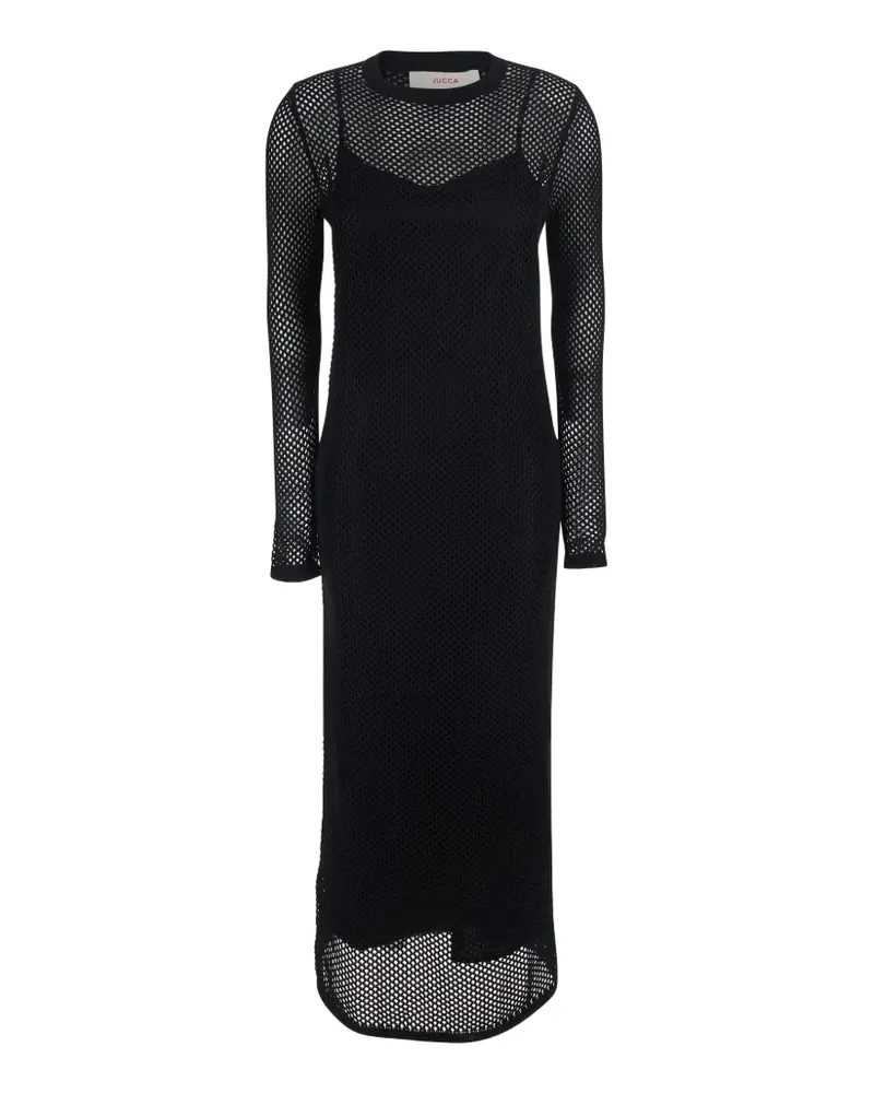 Jucca mesh-overlay midi dress - Schwarz Schwarz