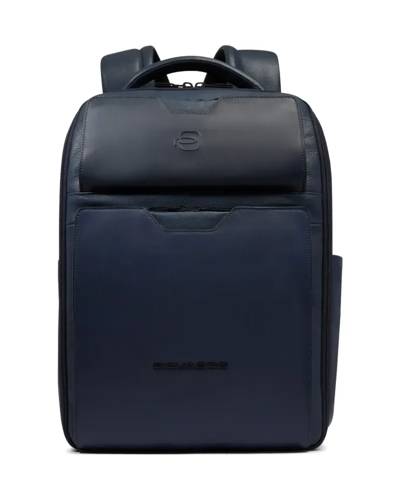 Piquadro Laptop-Rucksack aus Leder - Blau Blau