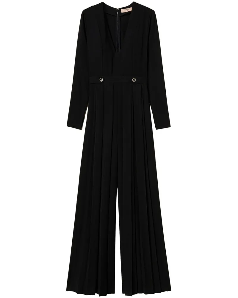 Twin-Set Jumpsuit mit Falten - Schwarz Schwarz