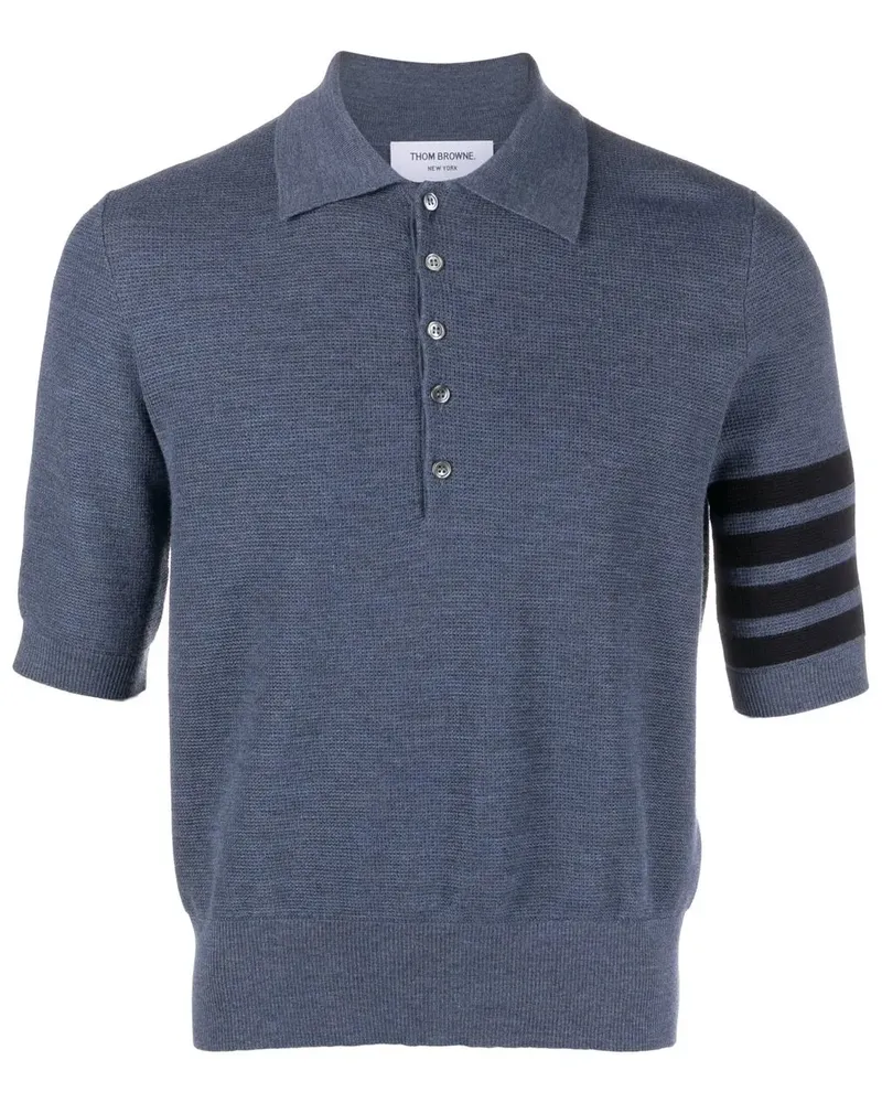 Thom Browne Poloshirt mit Streifendetail - Blau Blau