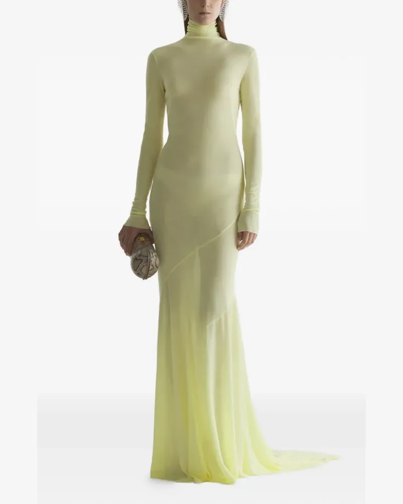 Thierry Mugler turtleneck gown dress - Gelb Gelb