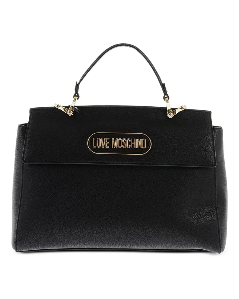 Moschino Shopper mit Logo-Schild - Schwarz Schwarz