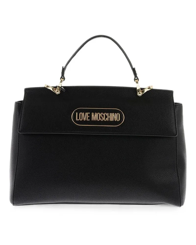 Moschino logo-plaque tote bag - Schwarz Schwarz
