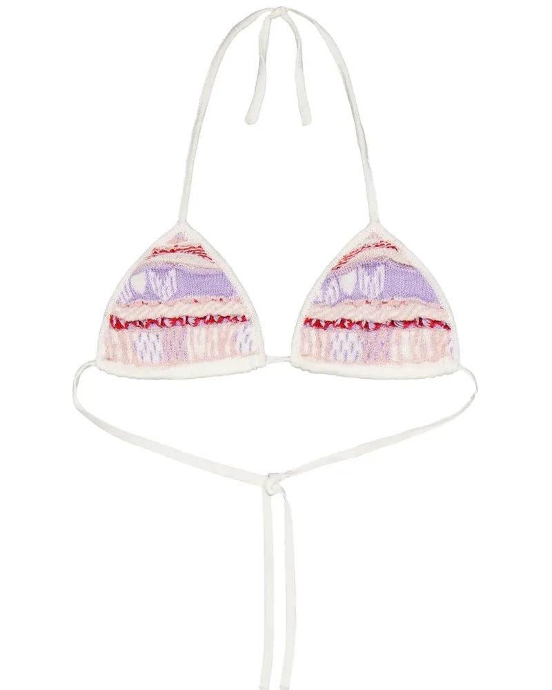 Laneus Jacquard-Bikinioberteil mit Intarsien-Logo - Violett Violett