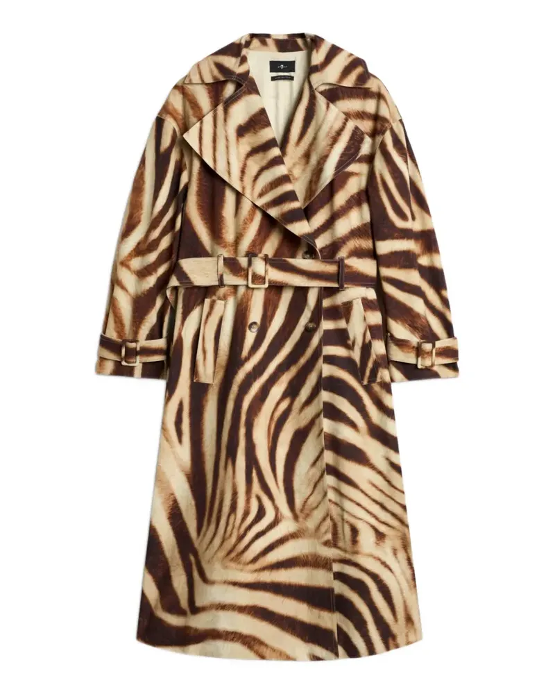 7 for all mankind zebra-pattern trenchcoat - Nude Nude