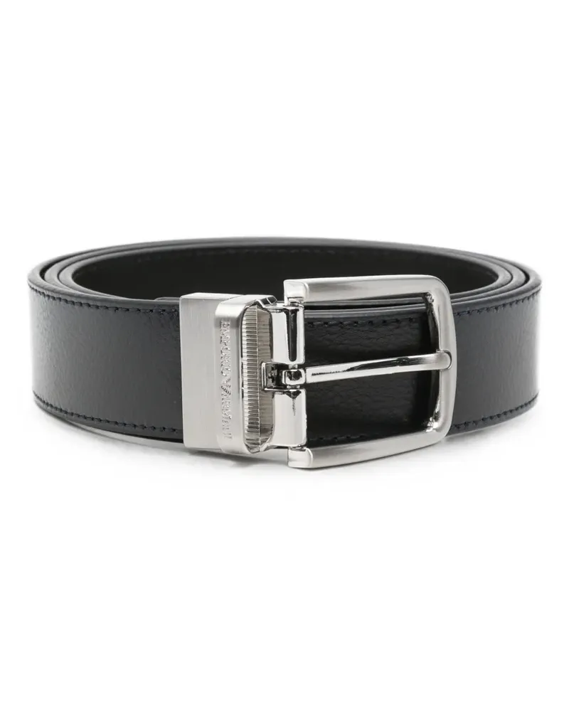 Emporio Armani logo-engraved buckle belt - Blau Blau
