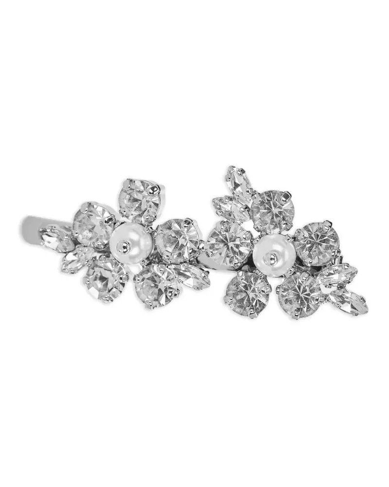 Simone Rocha Mini Hellebore Haarspange mit Kristallen - Silber Silber