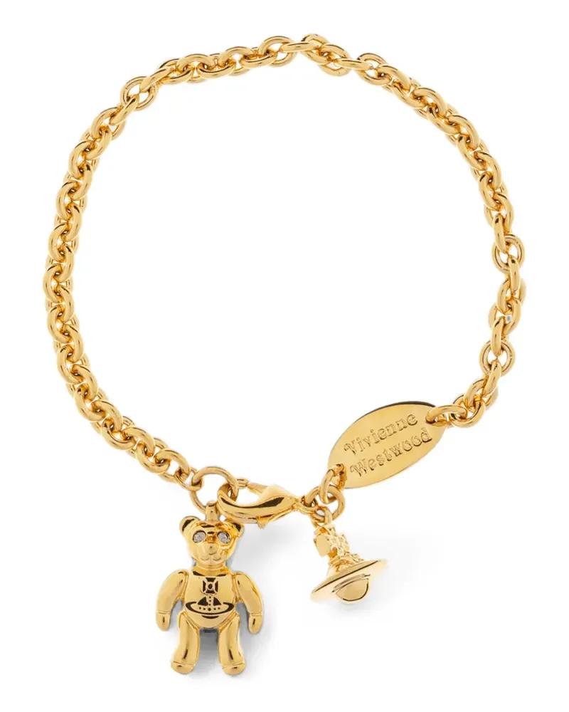 Vivienne Westwood Ruby small teddy-bear-charm bracelet - Gold Gold