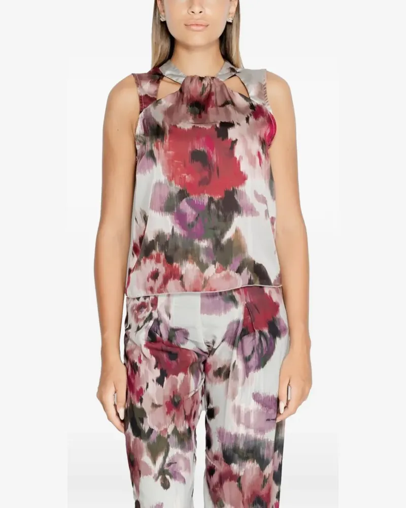 Rinascimento floral sleeveless top - Grau Grau