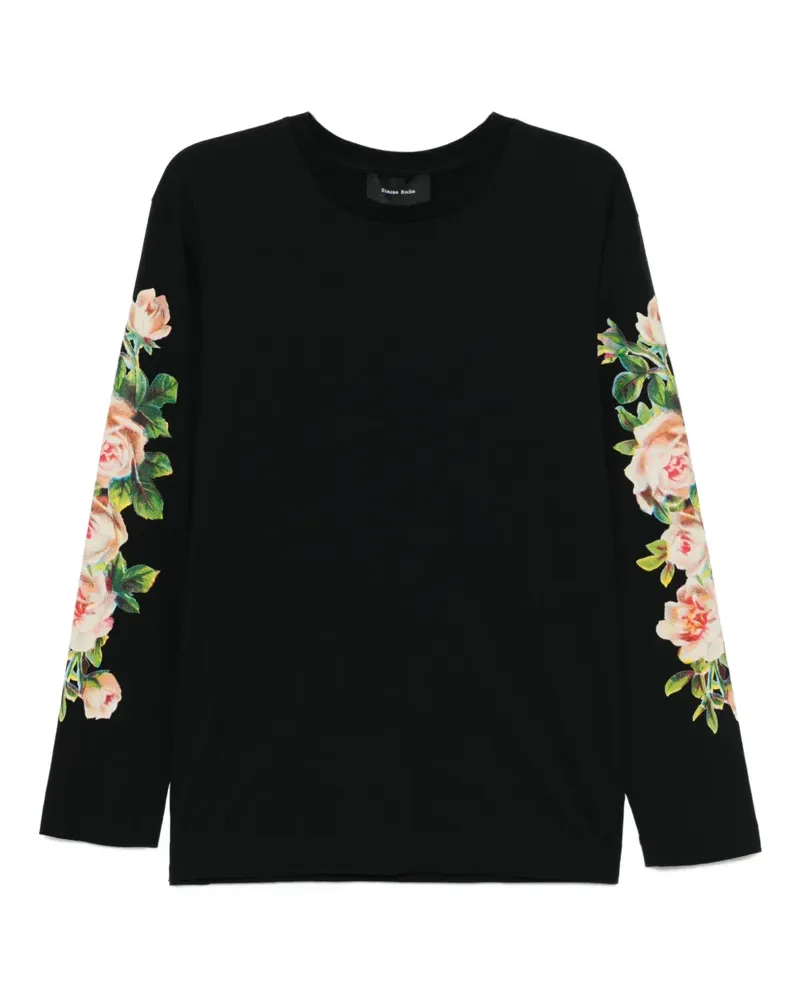 Simone Rocha T-Shirt mit Blumen-Print - Schwarz Schwarz
