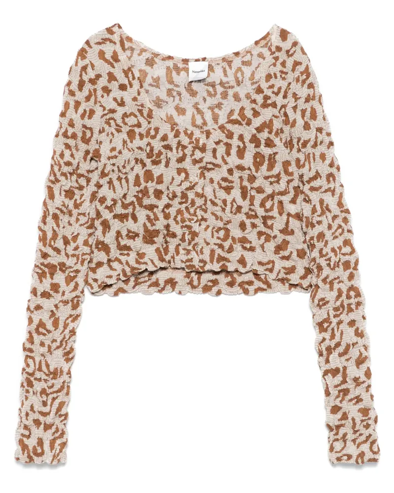 Nanushka Cropped-Top mit grafischem Print - Nude Nude