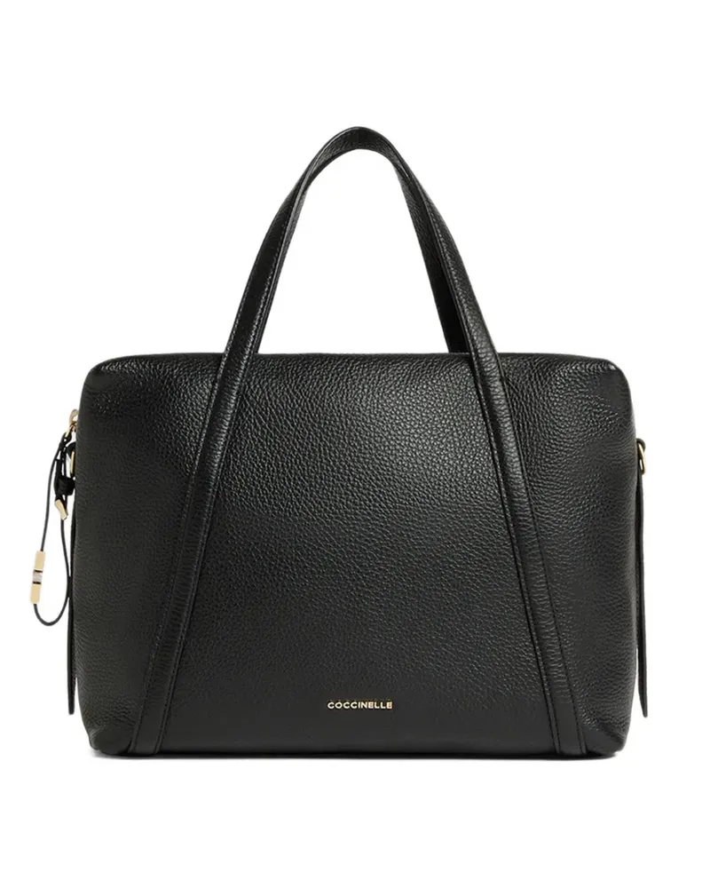 Coccinelle Mittelgroße Nory Tote Bag aus gekörntem Leder - Schwarz Schwarz
