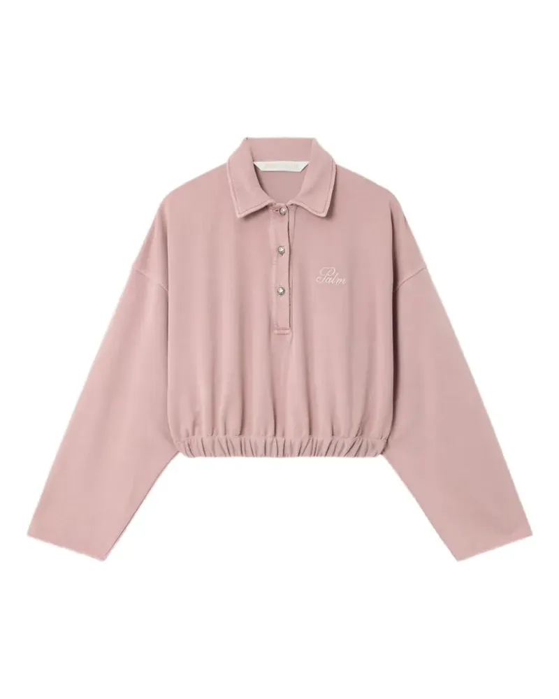 Palm Angels Palm Sway cropped long-sleeve polo - Rosa Rosa